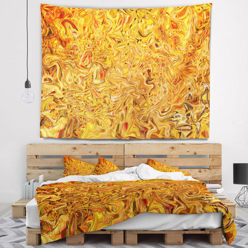 Tapisserie texturée jaune, H 78 po x l 92 po