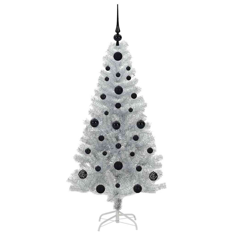 vidaXL Christmas Tree with 300 LEDs with Stand Silver PET, 3.94 ft