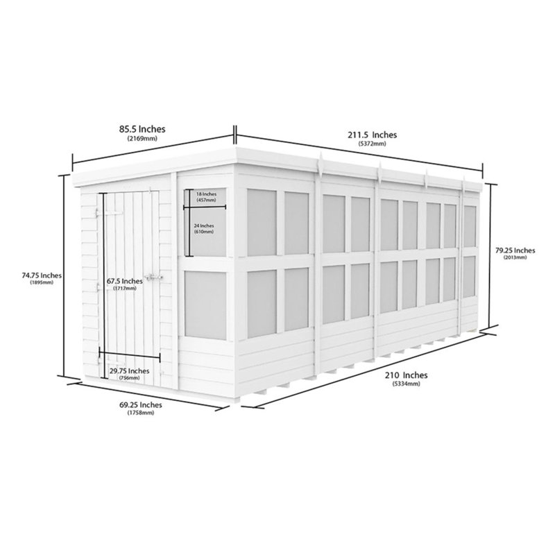 18ft x 6ft Pent Potting Shed