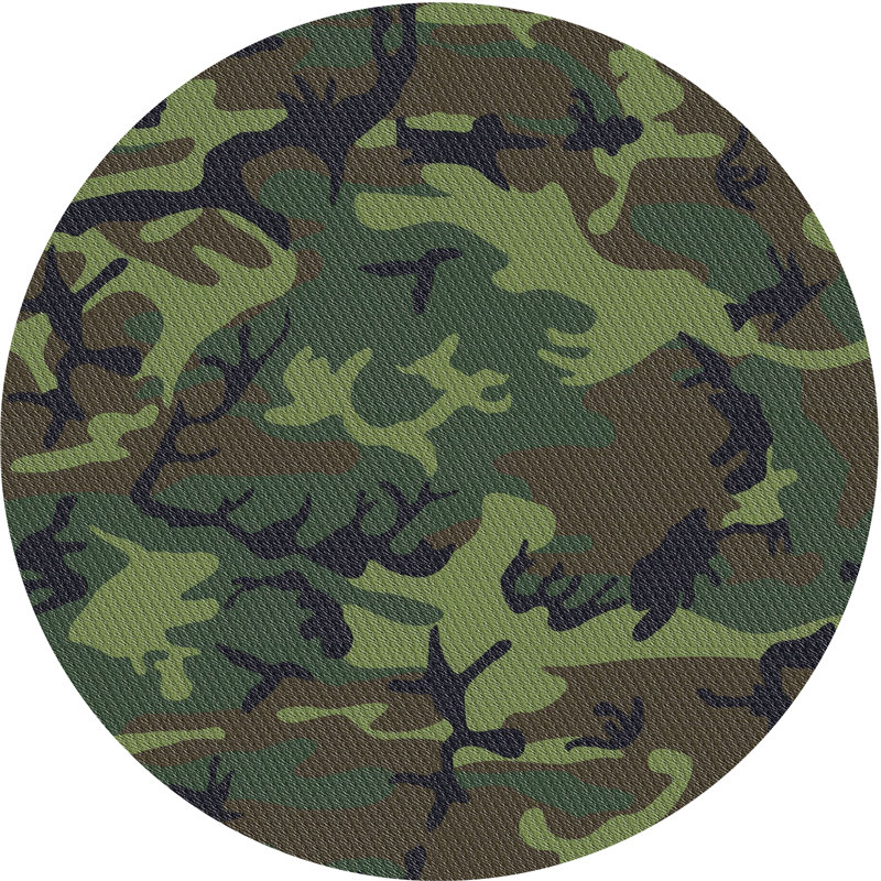 Tapis vert/noir à motifs, Rond 5 pi