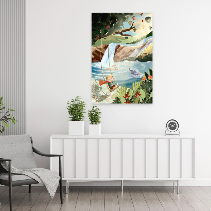 Art contemporain contemporain éléphant fleur forêt, H 36 po x l 24 po