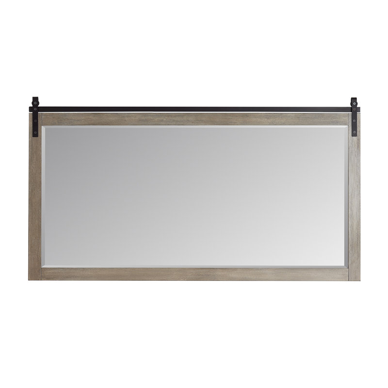 Miroir de salle de bain mural Karamfila, 39,4 po x 72 po, Gris classique