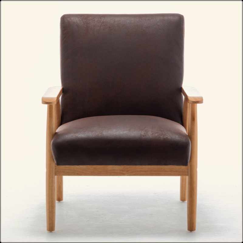 Fauteuil de style moderne Mid-Century de 25,38 po de largeur, Marron foncé