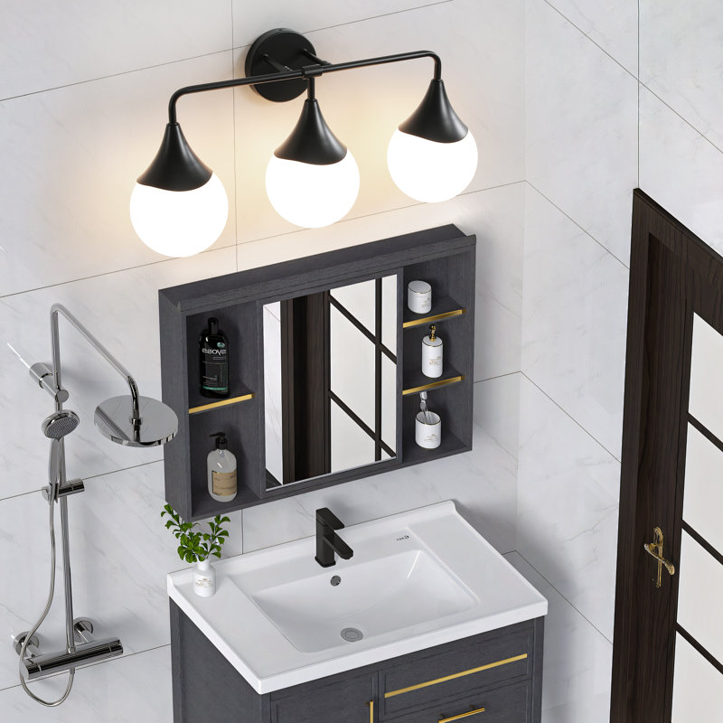 Kanza Dimmable Bathroom Vanity Light, Matte Black, 3