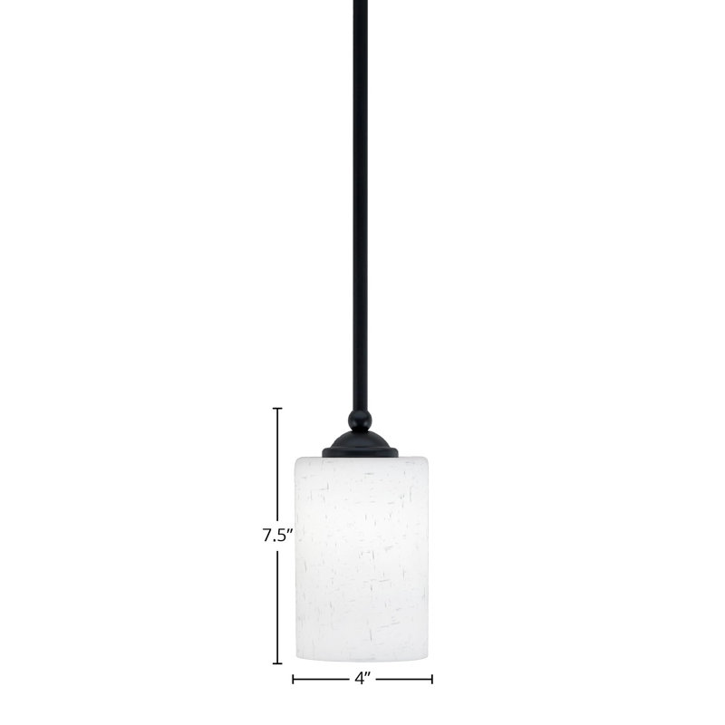 Mini-luminaire suspendu suspendu Zilo, fini granit foncé avec verre de 4 po, Noir mat