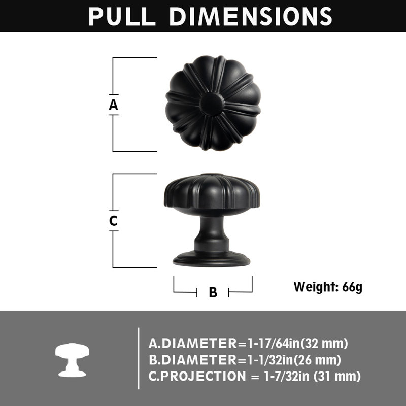 Emballage multiple de bouton de champignon 1,27 po de diamètre, Noir, noir, noir, noir