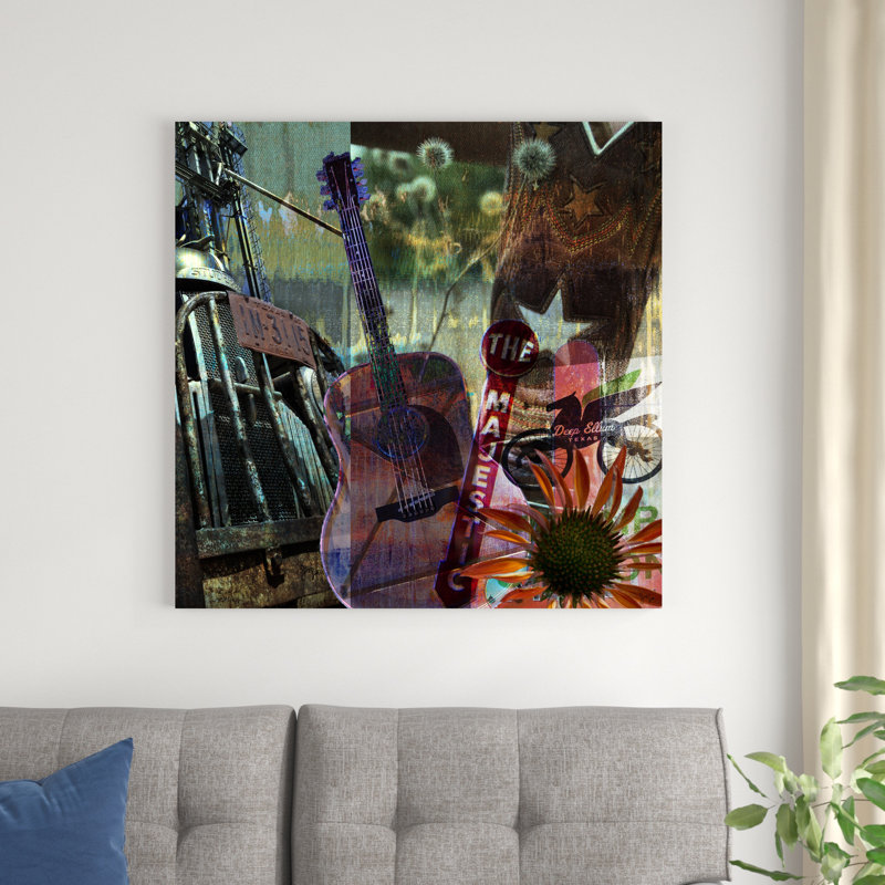 Collage de guitare, H 36 po x l 36 po x P 1,25 po