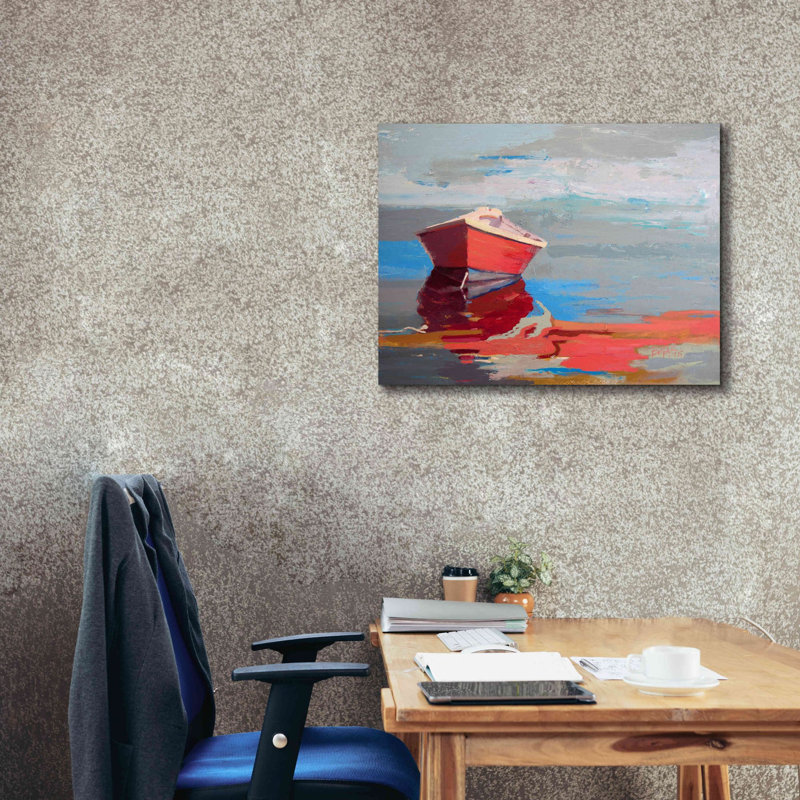 «Red Boat Rhythm» par Beth Forst, estampe numérique sur toile, H 26 po x l 34 po x P 1,5 po