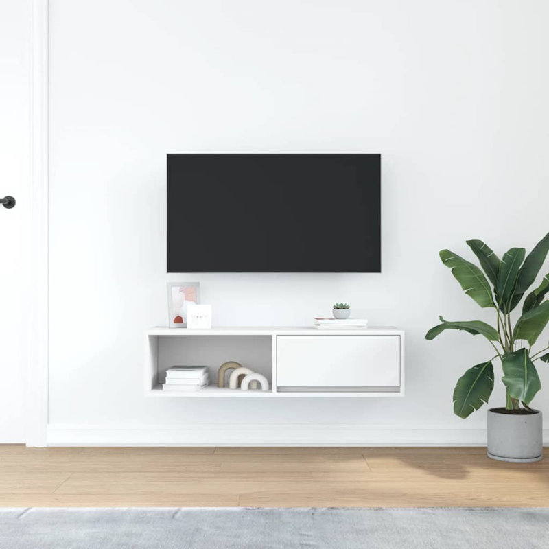 TV Cabinet 80X31x25.5 Cm Engineered Wood, White, 100 cm