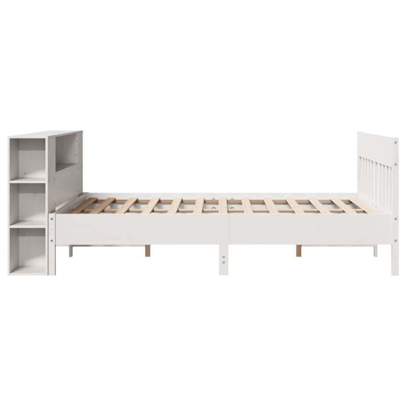 Bookcase Bed Without Mattress White  Solid Wood Pine, 126 x 229.5 cm