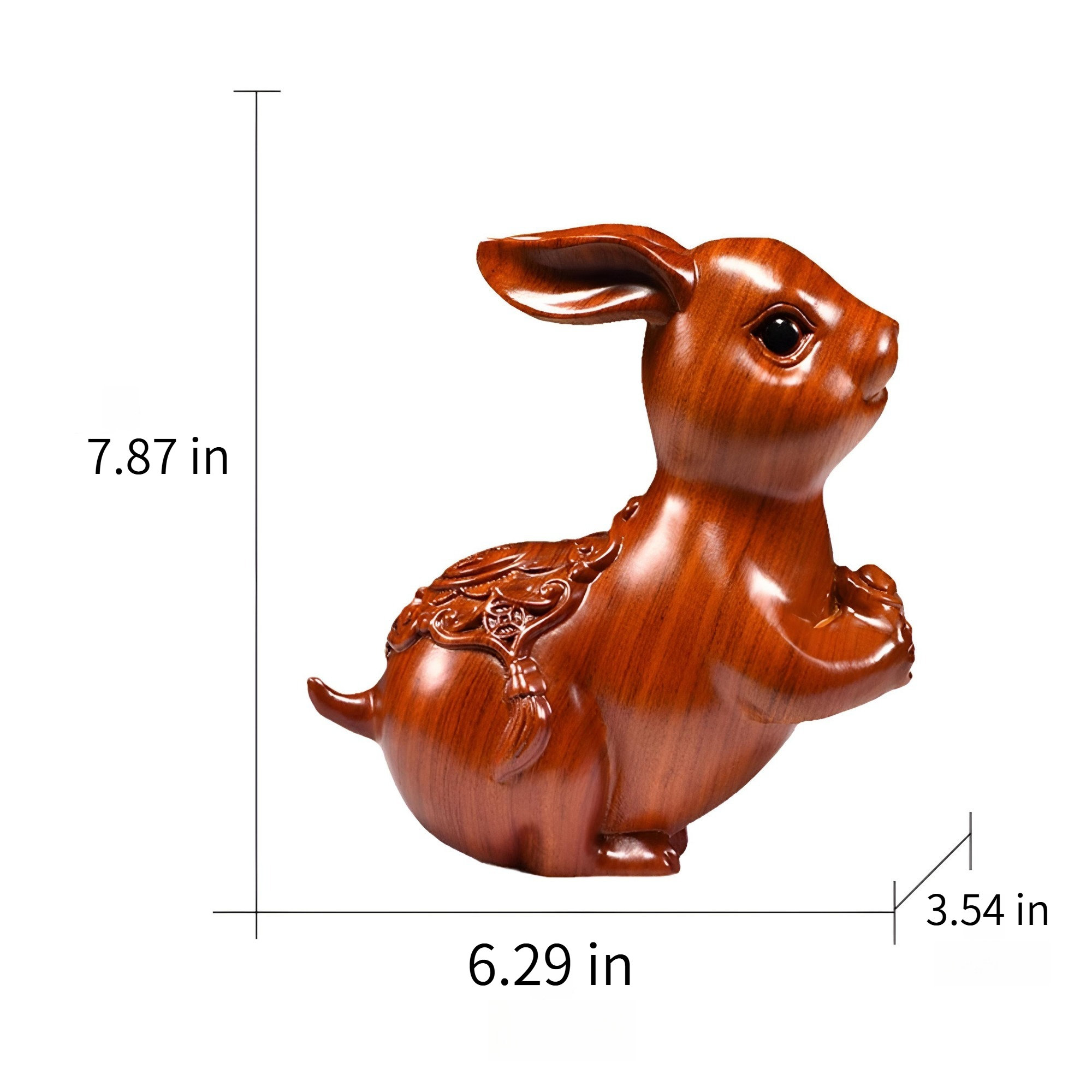 One Allium Way Charming Teak Wood Rabbit Sculpture – Natural Timber ...