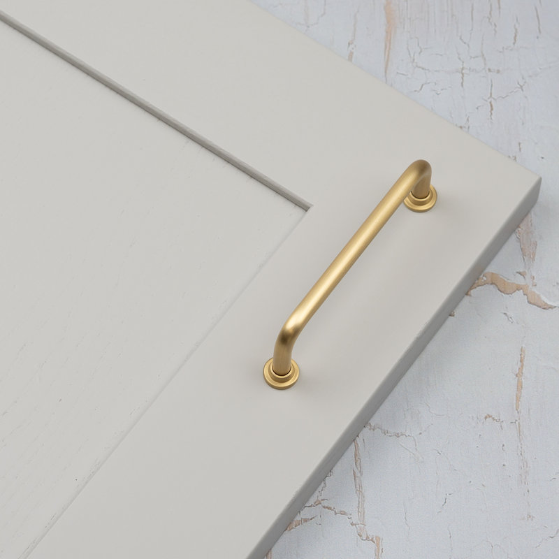 Satin Brass Slim Pipe Handles, 96mm