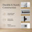 220cm Tall High Gloss Wardrobe with LED & Grey Glass Doors - 90cm Wide 2-Drawer Storage