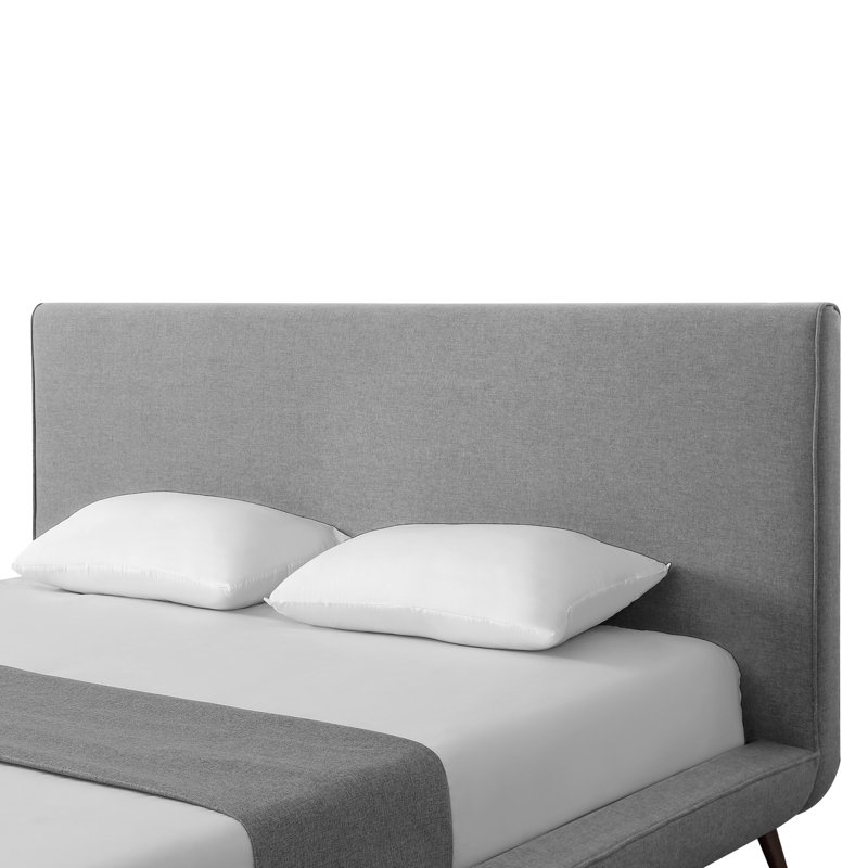 Clodean Linen Upholstered Platform Bed, Gray, Queen