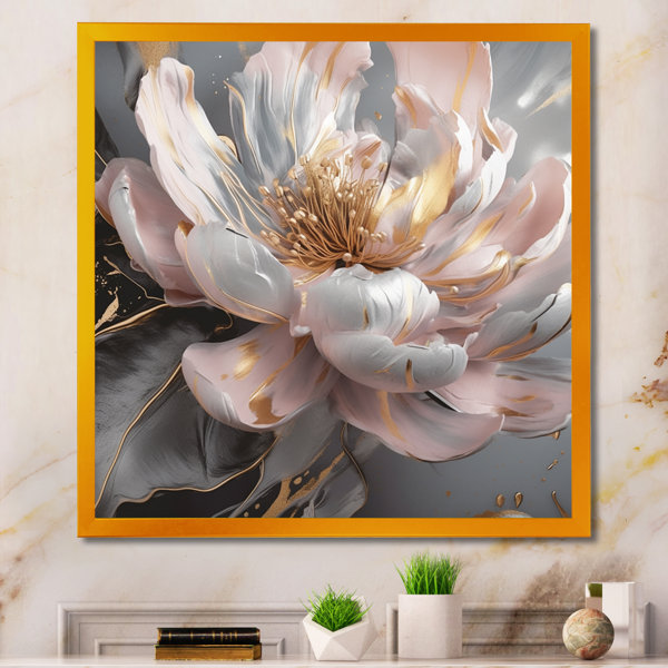 Mercer41 Marble Pink Gold Peony Flower III On Canvas Print | Wayfair