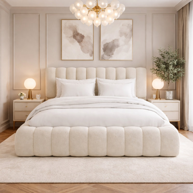 Upholstered Bed, Cream, Double (4'6)
