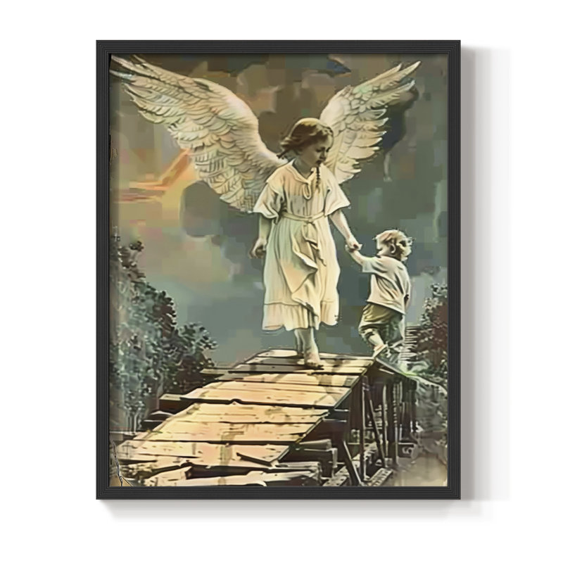 Religious Series CDXLV, reproduction encadrée - bois massif, 11" H x 9" W, Black