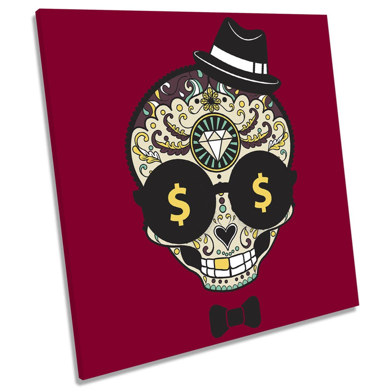 X8759 Sugar Skull Money Modern - Wrapped Canvas Print, 60cm H x 60cm W x 2cm D