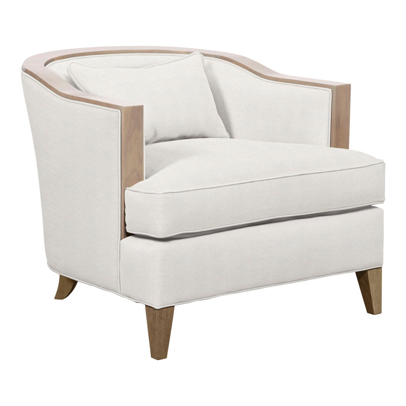 Thom Filicia Home Upholstered Barrel Chair, Hampton, Nadia Parchment Polyester