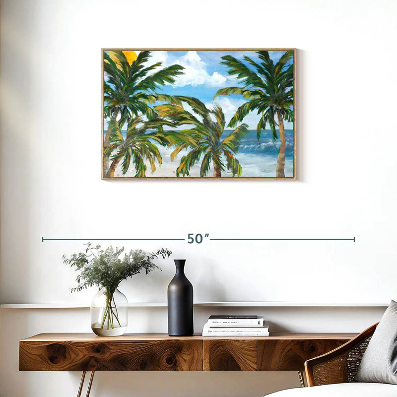 Paradis d'arbres tropicaux, Cadre flottant en bois naturel, 31 po x 21 po