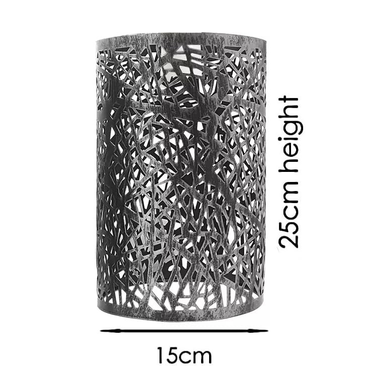 25cm H Metal Drum Lamp Shade ( Screw On ), Brushed Silver