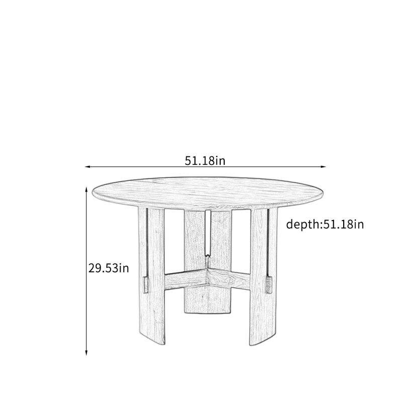 Table ronde rétro en noyer noir massif., H 29,53 po x L 51,18 po x l 51,18 po