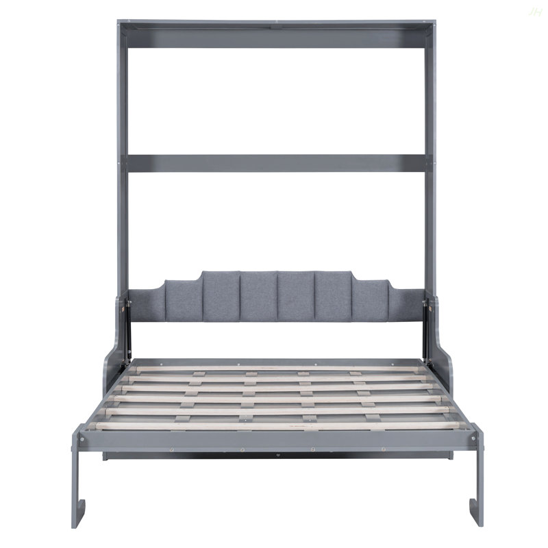 Grand lit escamotable mural avec coussin, Gris