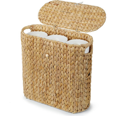  Rangement pour papier hygiénique Water Hyacinth avec couvercle pouvant contenir jusqu'à 9 méga rouleaux