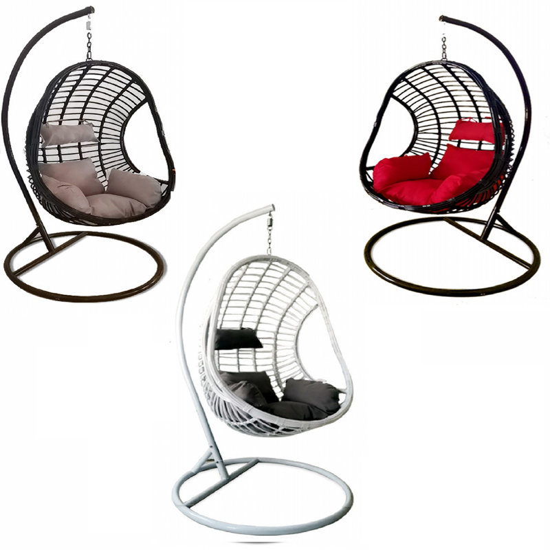 Fernville Swing Chair with Stand, Black, Red