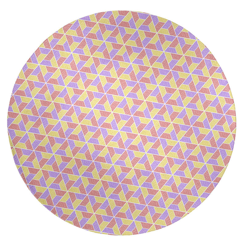 Tapis jaune/orchidée/saumon surface, Rond 5 pi