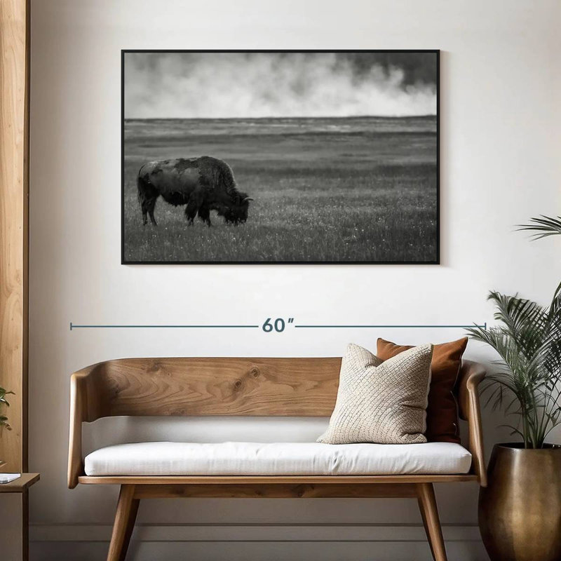 Parc national de Yellowstone, 46 po x 31 po, Cadre flottant noir