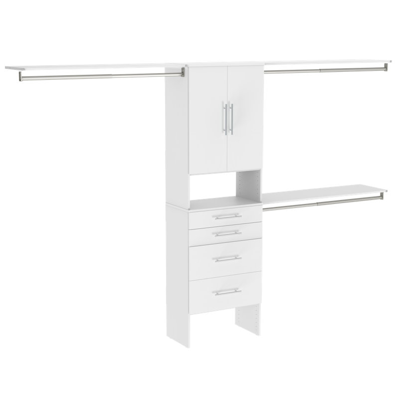 SuiteSymphony 84" W - 120" W Closet System with Drawers and Doors, Pure White