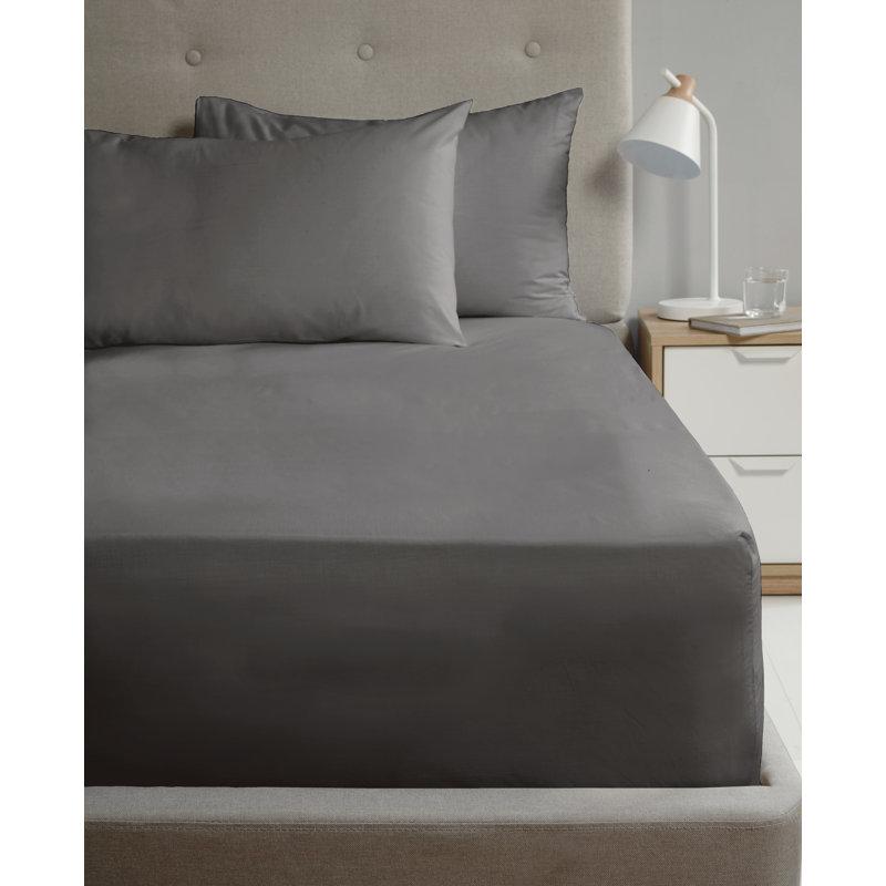 Asaru Cotton Blend Fitted Sheet, Double (4'6), Black
