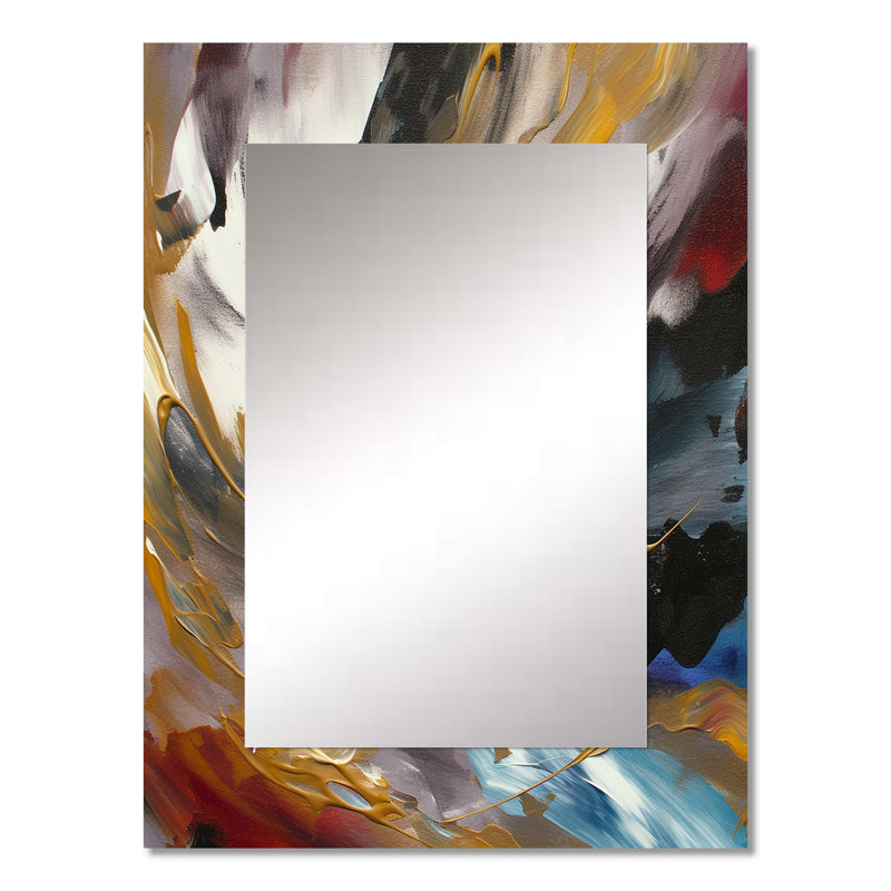 Smooth Bliss abstrait doré noir bleu II - peinture abstraite miroir décoratif, miroir mural moderne, impression d'art en métal