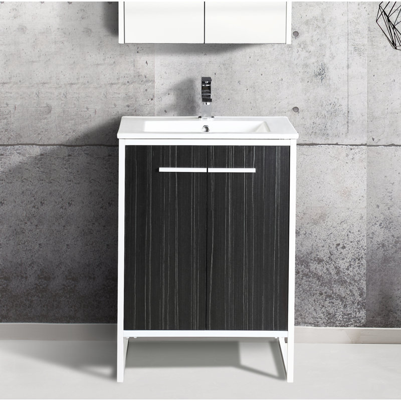 Ensemble de meuble-lavabo simple 24 po Saray, Gris matinal
