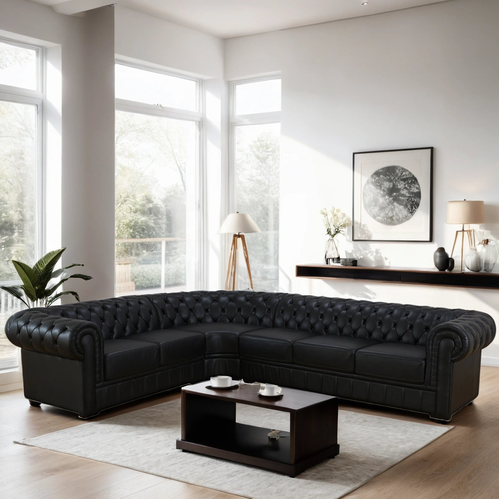 3 - Piece 138" Wide Genuine Cowhide Leather Luxury Chesterfield Living Room Sectional Wildon Home® 