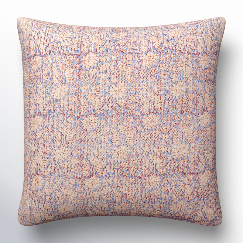 Floral Patterned Cotton Square Throw Pillow Set