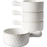 French Onion Soup Bowls, 18 Ounce Soup Bowls With Handles For Chili, Beef Stew, French Onion Soup Crocks Oven Safe - 5 Inch, Set Of 4, Arctic White
