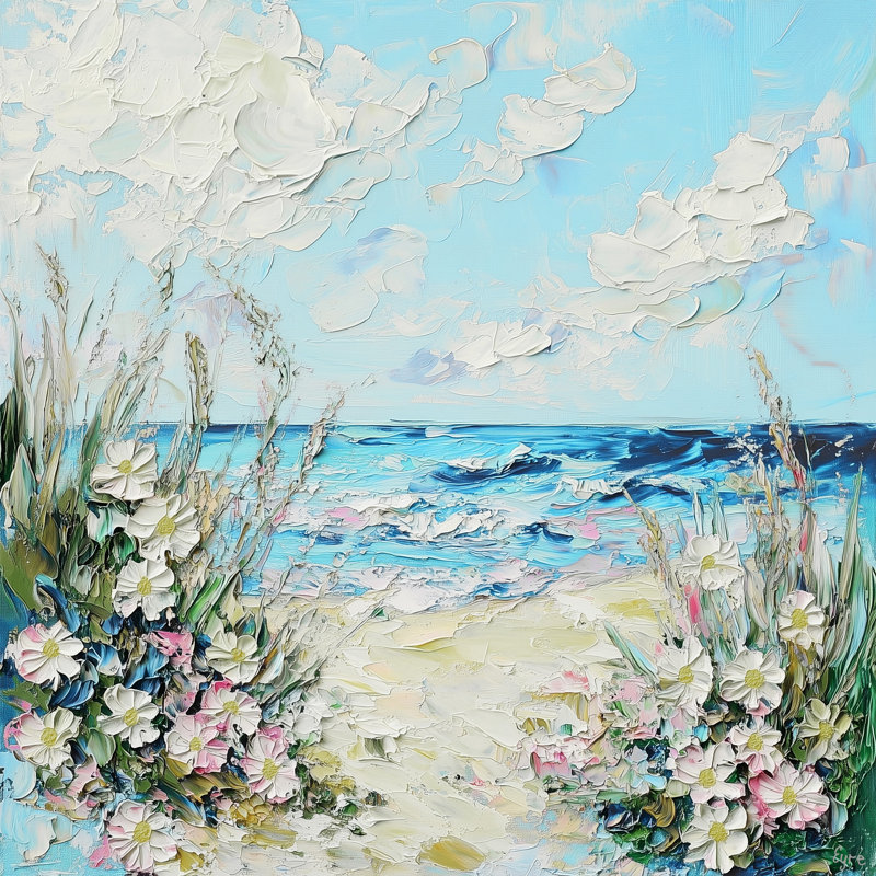 «Wildflowers by the Sea», reproduction sur toile tendue, H 12 po x l 12 po