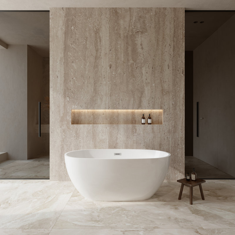 Juno 59'' x 32'' Soaking Acrylic Bathtub, Brushed Nickel