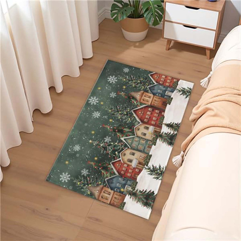 Tapis d'entrée de Noël tapis de salle de bain flocon de neige hiver 2 x 3 pi arbre de Noël Wonderland