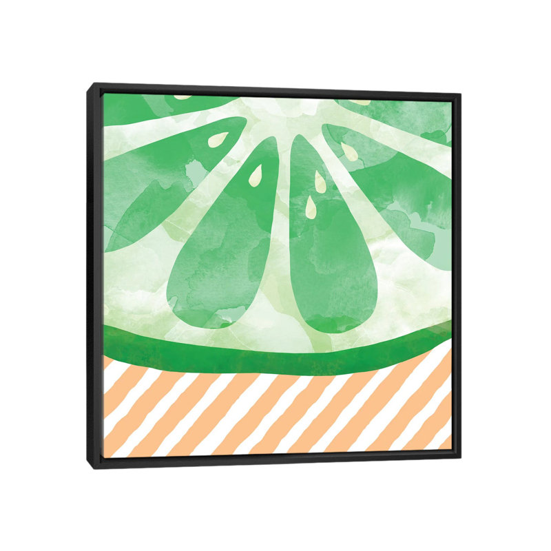 «Lime Abstract», impression sur toile, H 18 po x l 18 po x P 1,5 po, Toile encadrée noire, Pas de tapis
