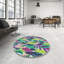 Tissé à la machine à partir de laine et de polyester vert/rose Tapis décoratif-745444141