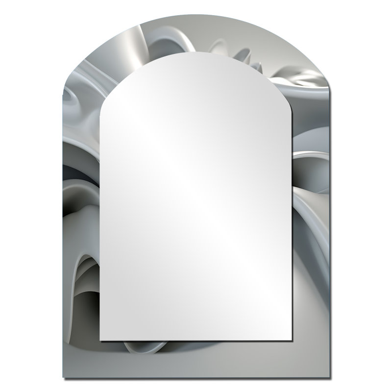 Gris infini ondulé - miroir mural décoratif asymétrique Waves, 34 po x 25 po
