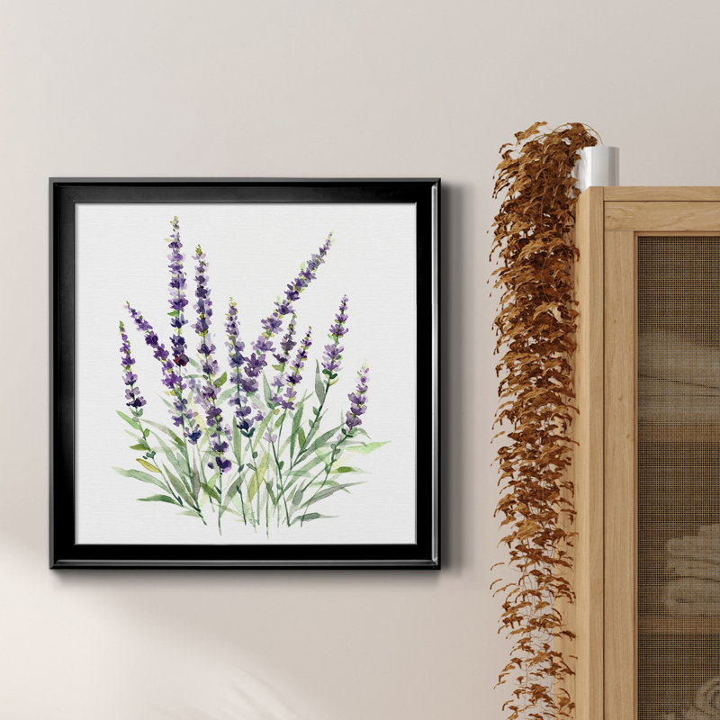Lavande botanique I - Cadre photo, reproduction d'art sur toile, H 17,5 po x l 17,5 po x P 1,5 po, Cadre noir
