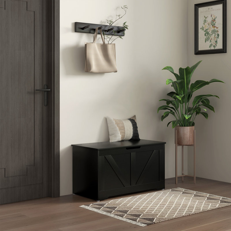 Coffre de rangement pour le salon, coffre à jouets en bois, l 31,5 po, Noir, noir, noir, noir
