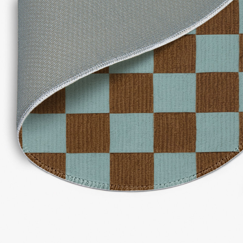 Tapis d'intérieur et d'extérieur à carreaux gris, Rond 5 pi