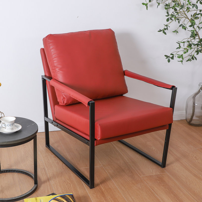 Fauteuil de 25,59 po Quirita, Similicuir rouge