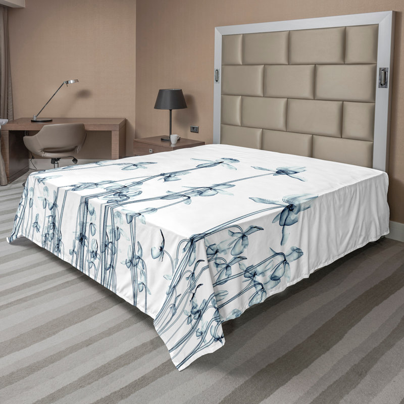 Drap de saison Ambesonne, Complète, Bleu sarcelle, blanc / floral 2