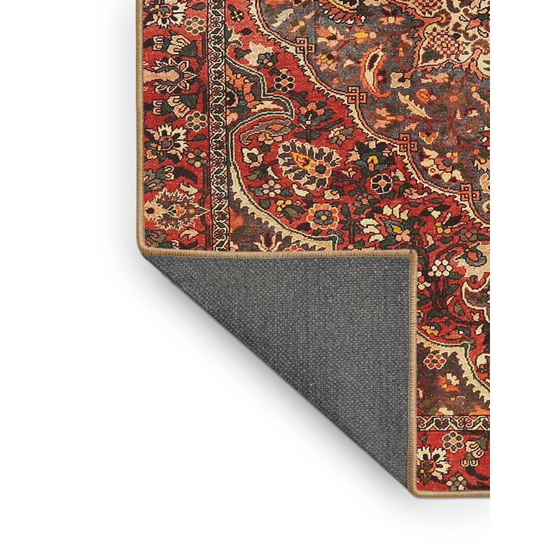 Tapis rouge/brun/beige traditionnel Primeau, Rectangle 8 pi x 10 pi